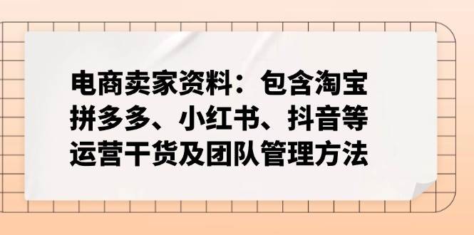 （14354期）电商卖家资料：包含淘宝、拼多多、小红书、抖音等运营干货及团队管理方法-九才资源网
