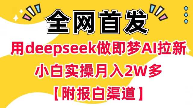 用deepseek做即梦Ai拉新 小白实操月入过W+【附报白渠道】-九才资源网