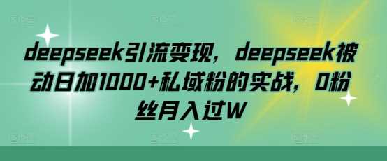 deepseek引流变现，deepseek被动日加1000+私域粉的实战，0粉丝月入过W-九才资源网