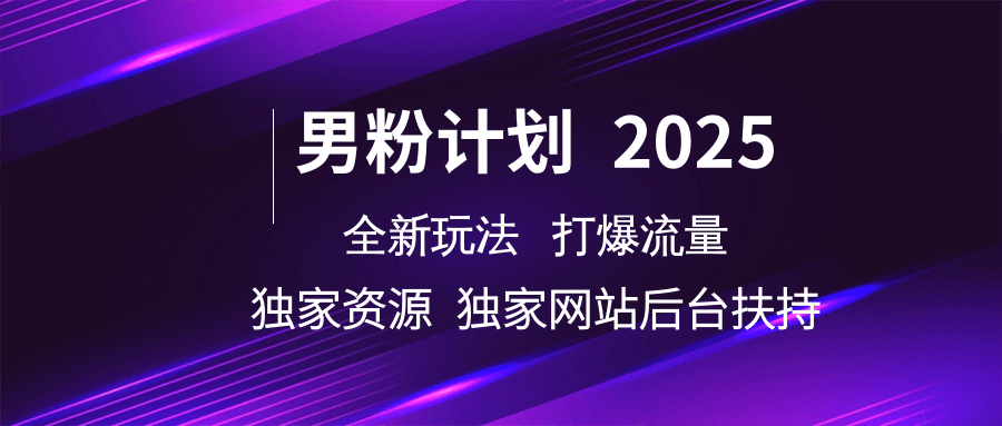男粉计划2025  全新玩法打爆流量 独立网站 独立资源后台扶持-九才资源网