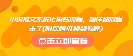 小说推文系统化搞钱流程，超详细流程来了(附保姆级视频教程)-九才资源网