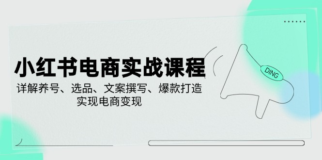 （14549期）小红书电商实战课程，详解养号、选品、文案撰写、爆款打造，实现电商变现-九才资源网