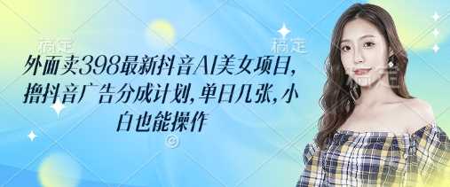 外面卖398最新抖音AI美女项目，撸抖音广告分成计划，单日几张，小白也能操作-九才资源网