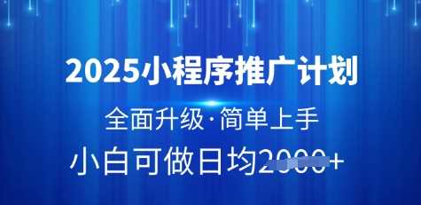 2025小程序推广计划，全面升级，简单上手，日均多张【揭秘】-九才资源网