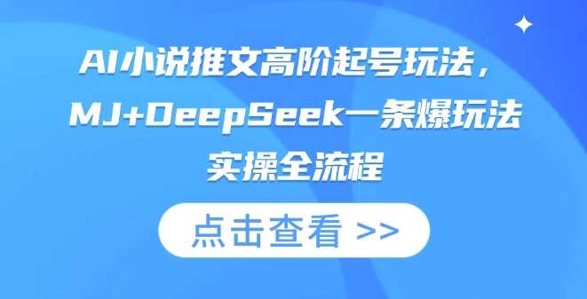 AI小说推文高阶起号玩法，MJ+DeepSeek一条爆玩法实操全流程-九才资源网