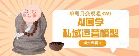 AI国学私域运营模型，单号月变现过W-九才资源网