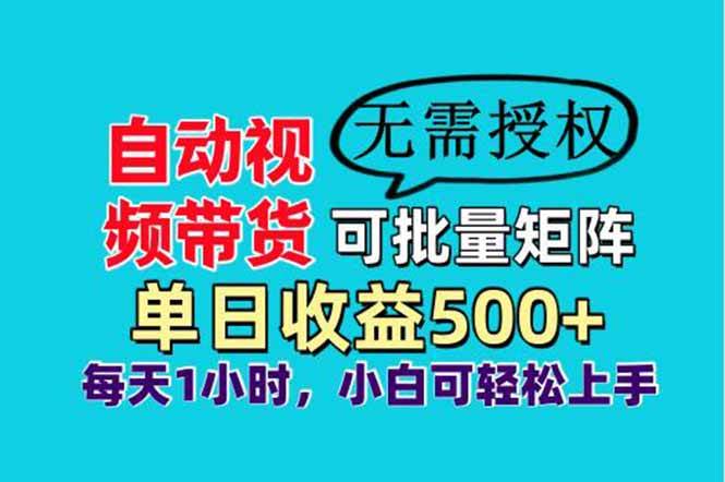 （14229期）自动视频带货，可批量矩阵，单日收益500+、轻松实现睡后收益，小白可…-九才资源网