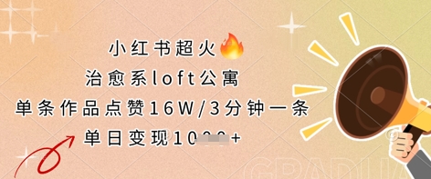 小红书超火的治愈系loft公寓，单条作品点赞16W，3分钟一条，单日变现数张-九才资源网