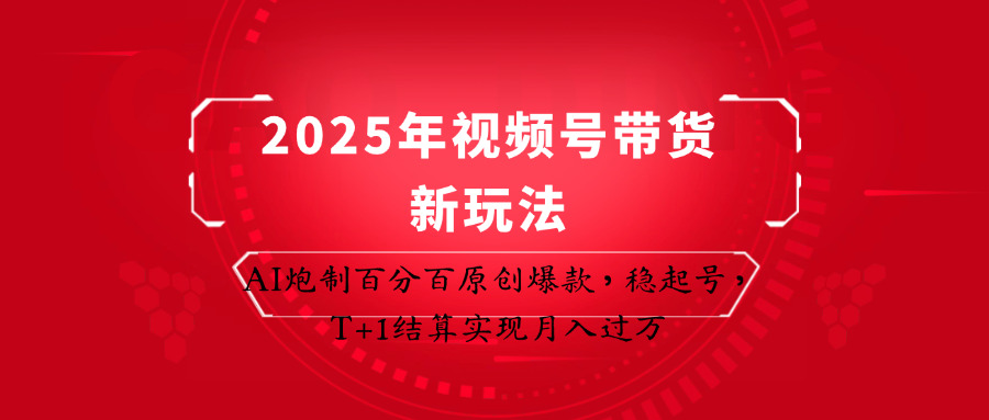 2025年视频号带货新玩法：AI炮制百分百原创爆款，稳起号，T+1结算实现月入过万-九才资源网