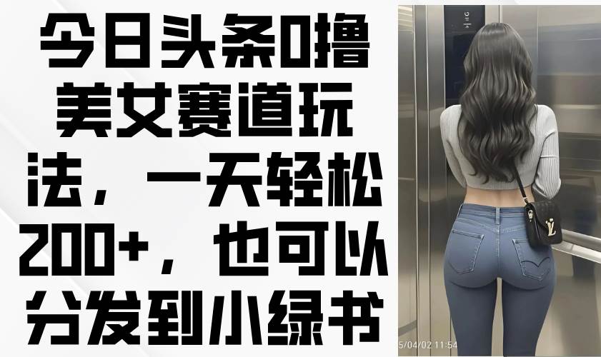 （14393期）今日头条0撸美女赛道玩法，一天轻松200+，也可以分发到小绿书-九才资源网