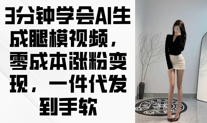 （14537期）3分钟学会AI生成腿模视频，零成本涨粉变现，一件代发到手软-九才资源网