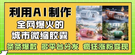 利用AI制作全网爆火的城市微缩胶囊，条条爆款， 多平台分发，疯狂涨粉变现-九才资源网