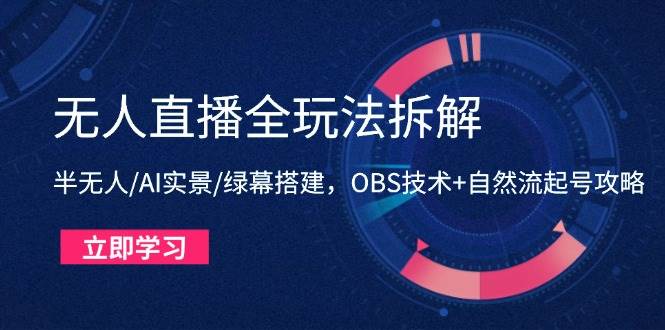 （14684期）无人直播全玩法拆解：半无人/AI实景/绿幕搭建，OBS技术+自然流起号攻略-九才资源网