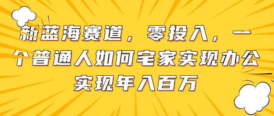 （14700期）新蓝海赛道，零投入，一个普通人如何宅家办公实现年入百万-九才资源网