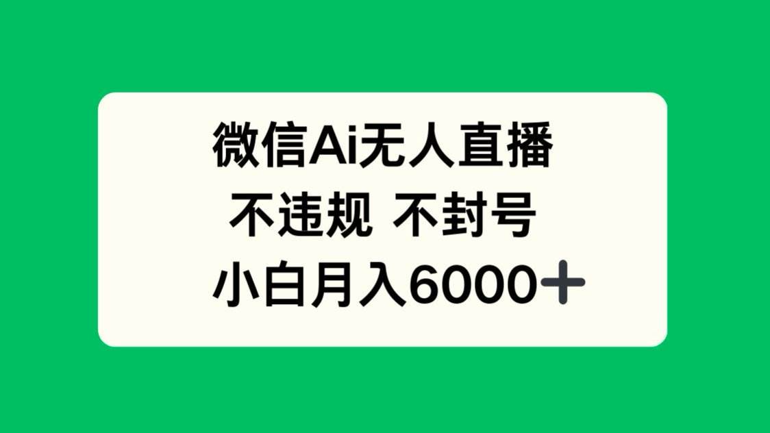 （14733期）微信AI无人直播，不违规 不封号 ，小白月入6000+-九才资源网