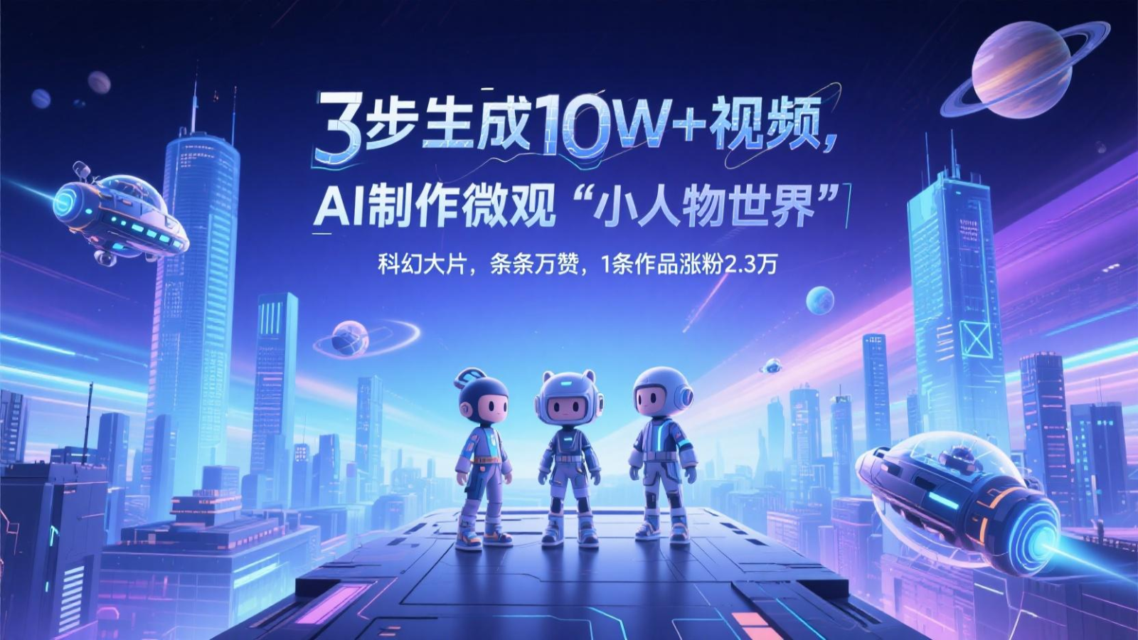 三步生成10W+视频，AI制作微观“小人物世界”科幻大片，条条万赞，1条作品涨粉2.3万-九才资源网