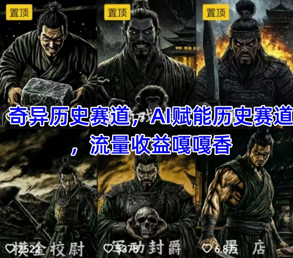 抖音奇异历史赛道，AI赋能历史赛道，流量收益嘎嘎香，狂撸伙伴计划-九才资源网