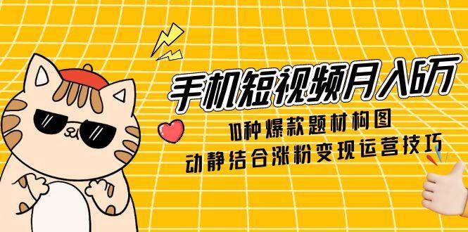 （14791期）手机短视频月入6万，10种爆款题材构图，动静结合涨粉变现运营技巧-九才资源网