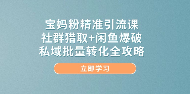 （14820期）宝妈粉精准引流课，社群猎取+闲鱼爆破，私域批量转化全攻略-九才资源网