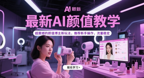 最新AI颜值教学，超震撼的颜值博主新玩法，推荐新手操作，流量稳定-九才资源网