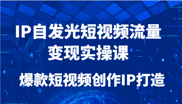 IP自发光短视频流量变现实操课，爆款短视频创作IP打造-九才资源网