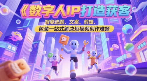 数字人IP打造获客变现实操课，智能选题、文案、剪辑、包装一站式解决短视频创作难题-九才资源网