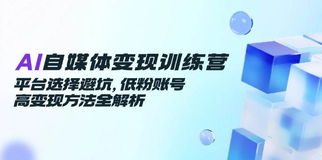AI自媒体变现训练营，平台选择避坑，低粉账号高变现方法全解析-九才资源网
