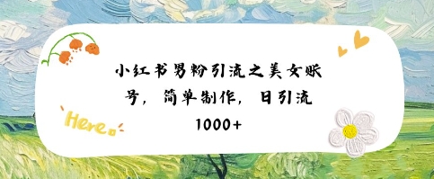 小红书男粉引流项目之美女账号6，简单制作，条条爆款原创，不违规-九才资源网