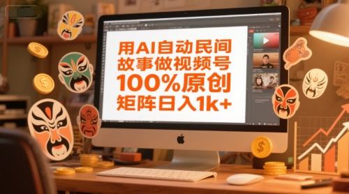 用AI自动民间故事做视频号，100%原创，矩阵日入1k+-九才资源网