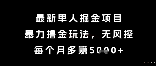 最新单人掘金项目，暴力撸金玩法，无风控，每个月多挣5k+【揭秘】-九才资源网