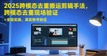 2025跨模态去重搬运剪辑手法，跨模态去重现场验证 +全程实操，真实账号验证-九才资源网