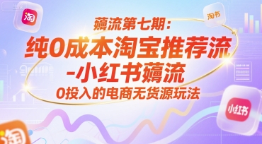 薅流第七期：纯0成本淘宝推荐流-小红书薅流最新版目，0投入的电商无货源玩法（附赠往期）-九才资源网