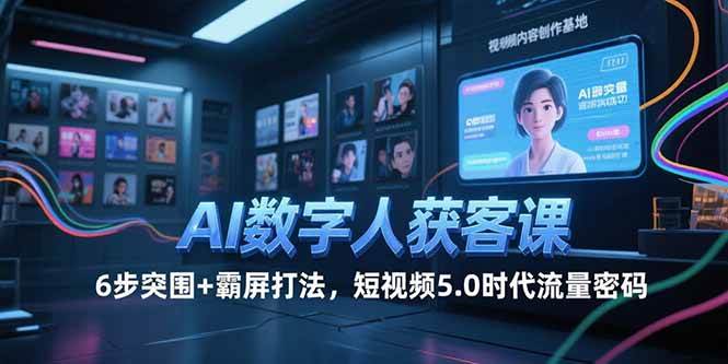 （15247期）AI数字人获客课，6步突围+霸屏打法，短视频5.0时代流量密码-九才资源网