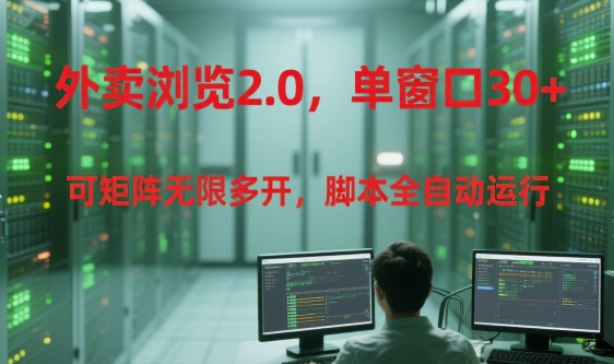 外卖浏览2.0，单窗口30+可矩阵无限多开，脚本全自动运行【揭秘】-九才资源网