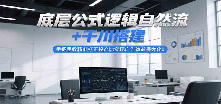 底层公式逻辑自然流+千川搭建，手把手教精准打正投产比实现广告效益最大化！-九才资源网