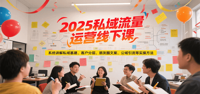 2025私域流量运营线下课，系统讲解私域基建/客户分层/朋友圈文案/公域引流等实操方法-九才资源网