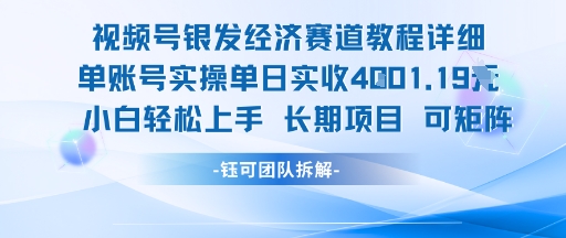 视频号银发经济赛道单账号实操单日实收1k+，小白轻松上手长期项目-九才资源网