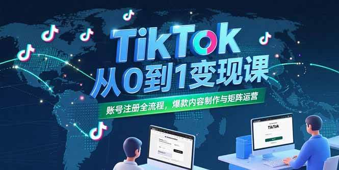 （15346期）TikTok从0到1变现课，账号注册全流程，爆款内容制作与矩阵运营-九才资源网