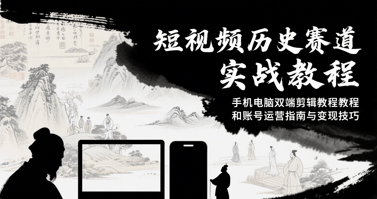 短视频历史赛道实战教程，手机电脑双端剪辑教程和账号运营指南与变现技巧-九才资源网