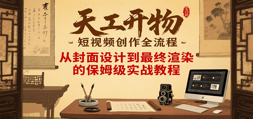 天工开物短视频创作全流程，从封面设计到最终渲染的保姆级实战教程-九才资源网