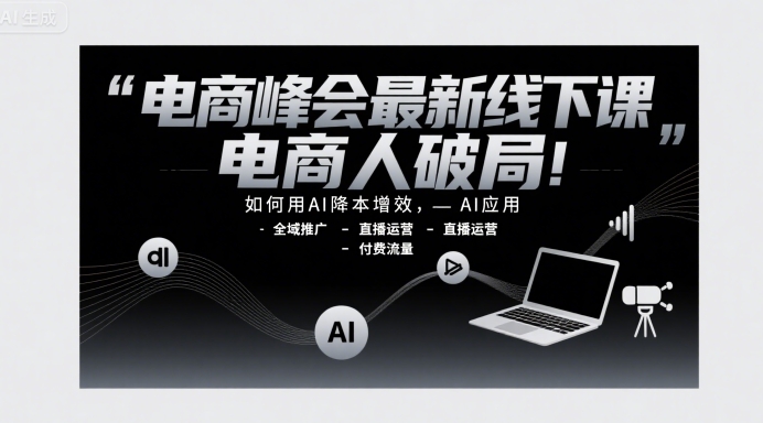 电商峰会最新线下课，电商人破局，如何用AI降本增效，AI应用-全域推广-直播运营-付费流量-九才资源网