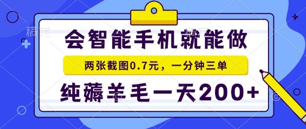 2025年零撸手机项目，二十秒一单，纯薅羊毛，一天200+做就有【揭秘】-九才资源网