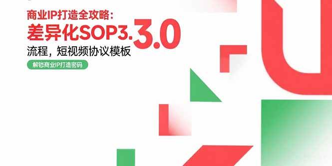 （15486期）商业IP打造全攻略：差异化SOP3.0流程，短视频协议模板，婚恋项目实战案例-九才资源网