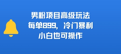 男粉项目高级玩法，每单899，冷门暴利，小白也可操作-九才资源网