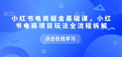 小红书电商掘金课，小红书电商项目玩法全流程拆解（更新7月）-九才资源网