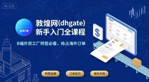 敦煌网(dhgate)新手入门全课程，B端外贸工厂转型必看，抢占海外订单-九才资源网