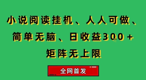 小说挂G阅读，人人可做，简单无脑，一天收益3张+矩阵无限上，全网首发【揭秘】-九才资源网