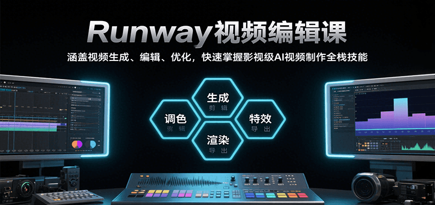Runway视频编辑课，涵盖视频生成、编辑、优化，快速掌握影视级AI视频制作全栈技能-九才资源网