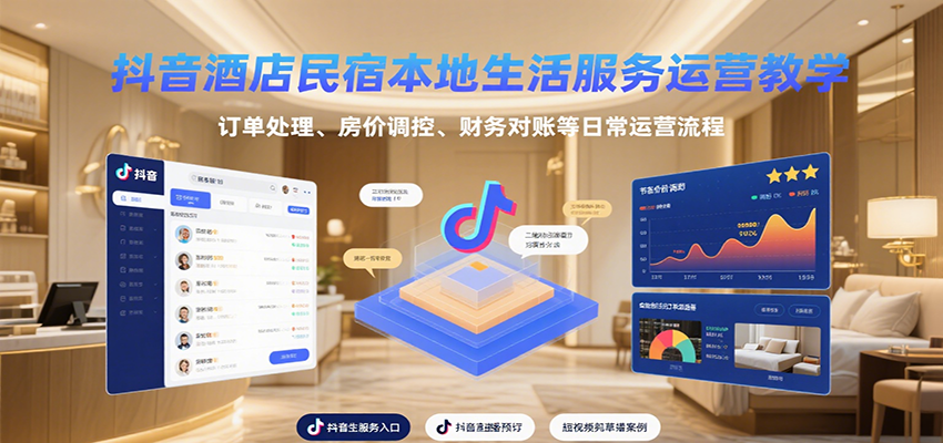 抖音酒店民宿本地生活服务运营教学，订单处理、房价调控、财务对账等日常运营流程-九才资源网