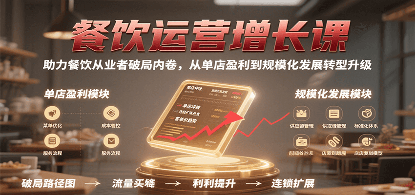 餐饮运营增长课，助力餐饮从业者破局内卷，从单店盈利到规模化发展转型升级-九才资源网